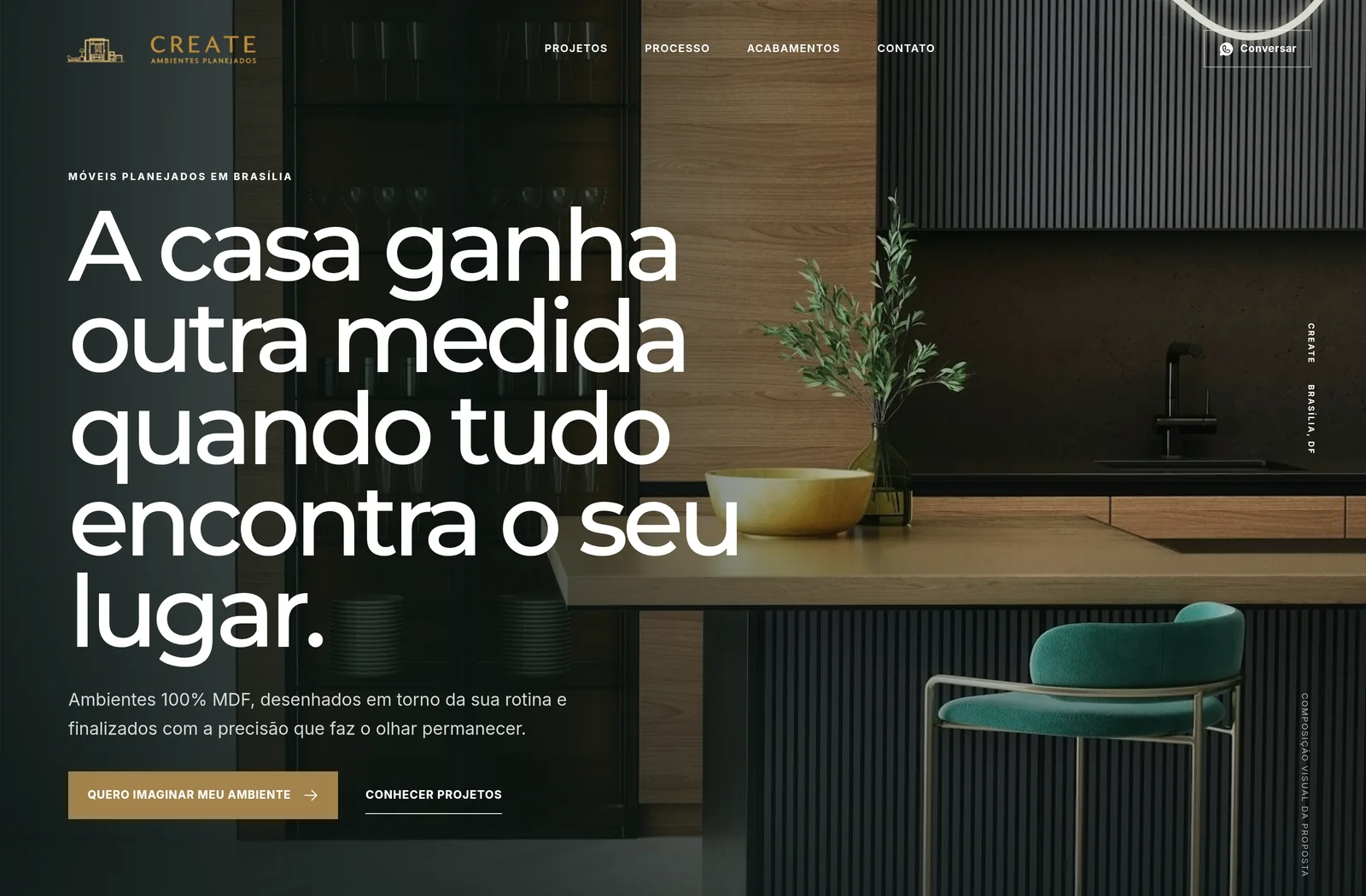 Página inicial da Create Ambientes Planejados para computador