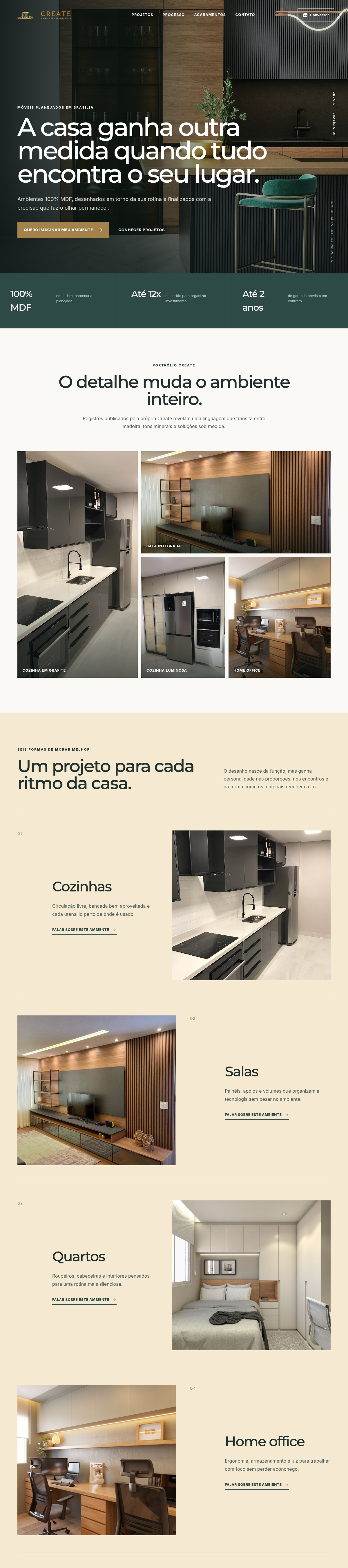 Página inicial da Create Ambientes Planejados para computador