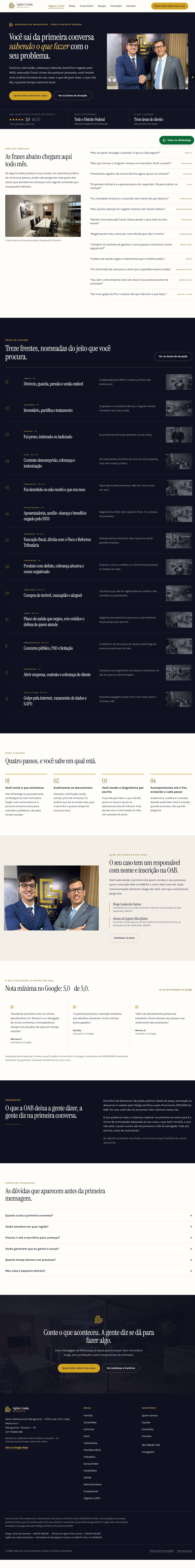 Página inicial de Ligório e Loiola Advocacia para computador